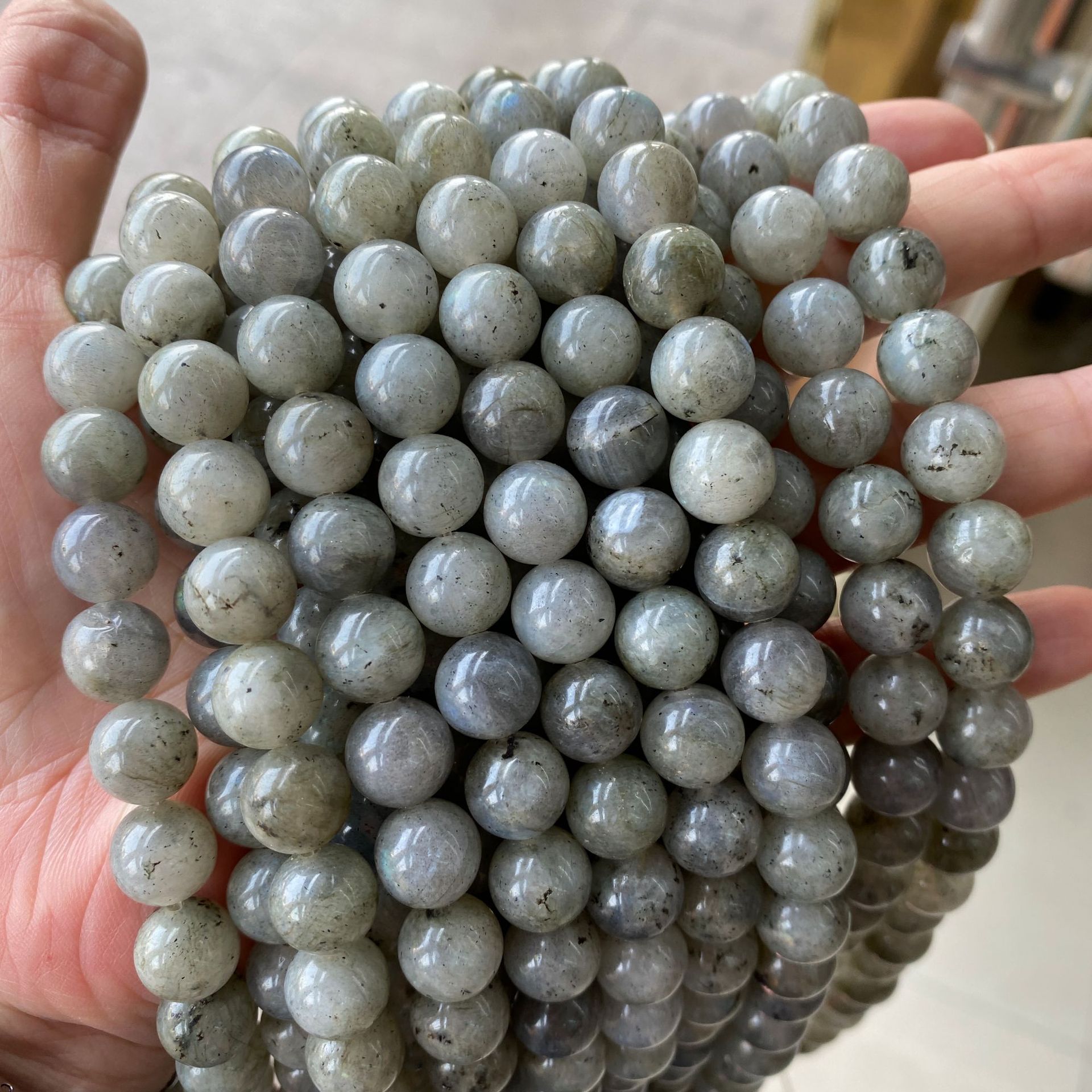 labradorite 进口ab级天然闪光石散珠 切面闪光石圆珠 天然石珠子