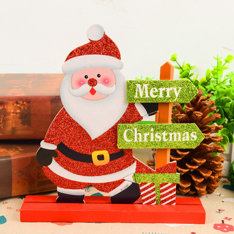 New Wooden Table Decoration Santa Claus Desktop Small Ornaments David's Deer Snowman Bar Decoration Holiday Children's Gift