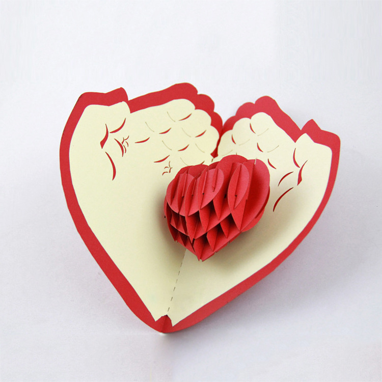 爱心七夕情人节贺卡3d立体贺卡教师节贺卡感谢卡片定制