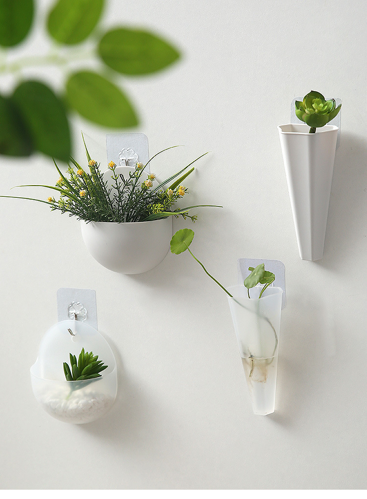 66水培壁挂花盆 墙壁悬挂式插花瓶懒人塑料墙上挂墙绿萝挂花盆