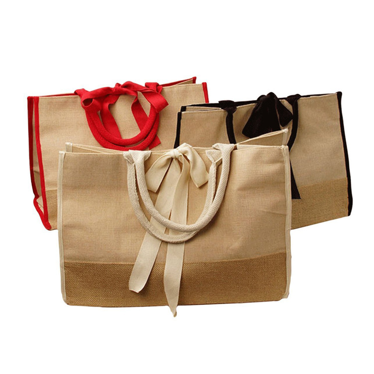 麻布袋子可定棉手提亚麻布袋蝴蝶结麻布袋购物礼品袋环保麻布袋