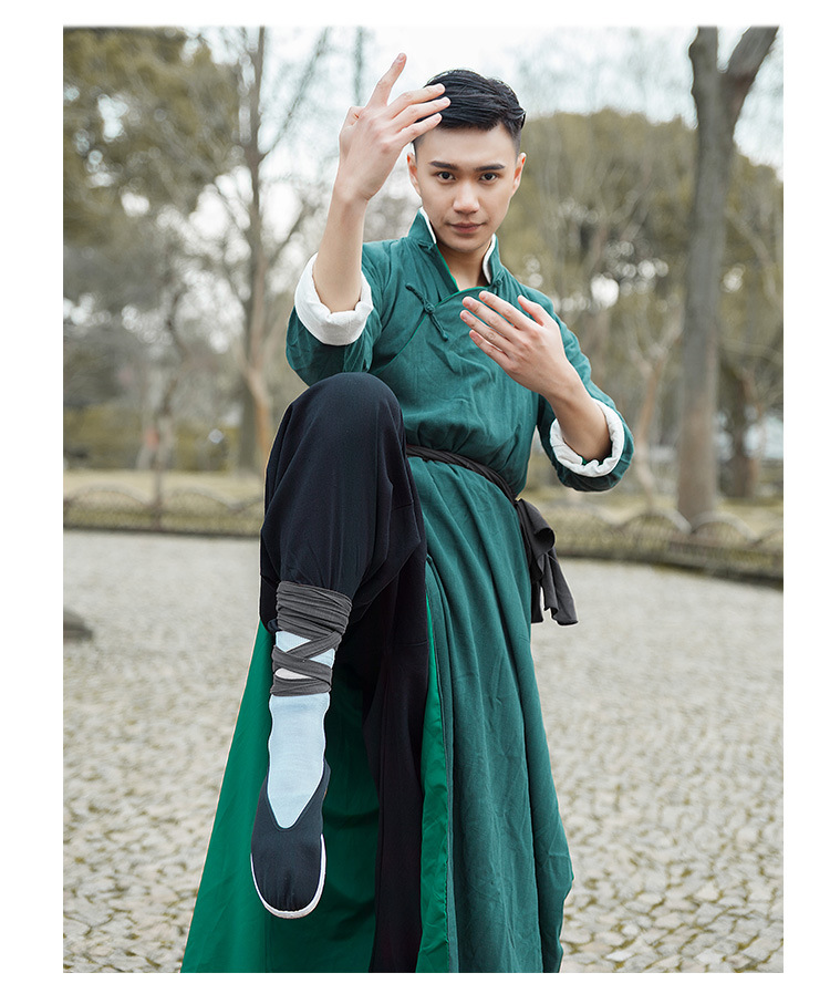 民国长衫男棉麻武侠长袍马褂相声大褂黄飞鸿同款太极服功夫演出服