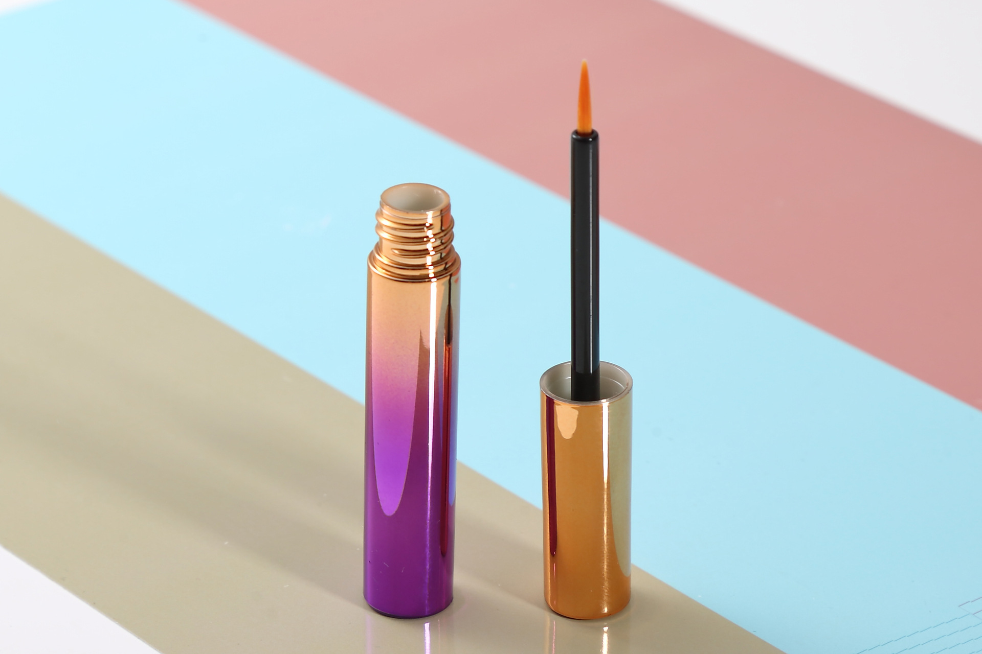 电镀渐变色小圆柱眼线液瓶5ml睫毛胶水瓶源头厂家支持定制