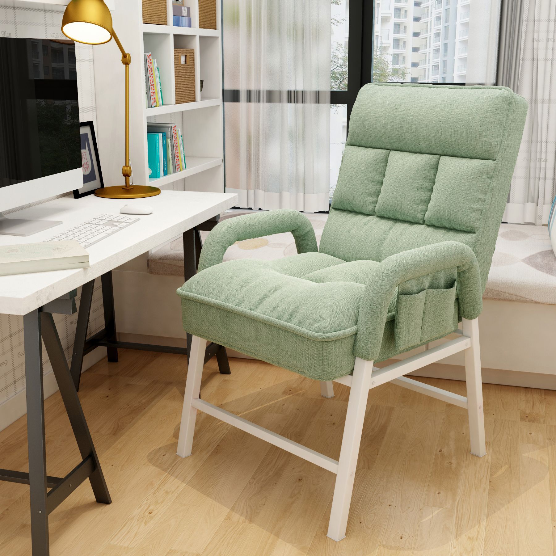 单人沙发电脑椅靠背家用休闲躺椅书房办公宿舍懒人椅舒适久坐可躺