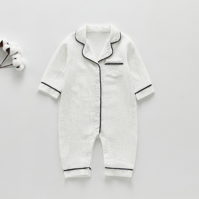 Baby Pajamas New Infant Clothing Solid Color Home Baby Pajamas Crepe Long Sleeve Jumpsuit Baby Romper Baby Clothes