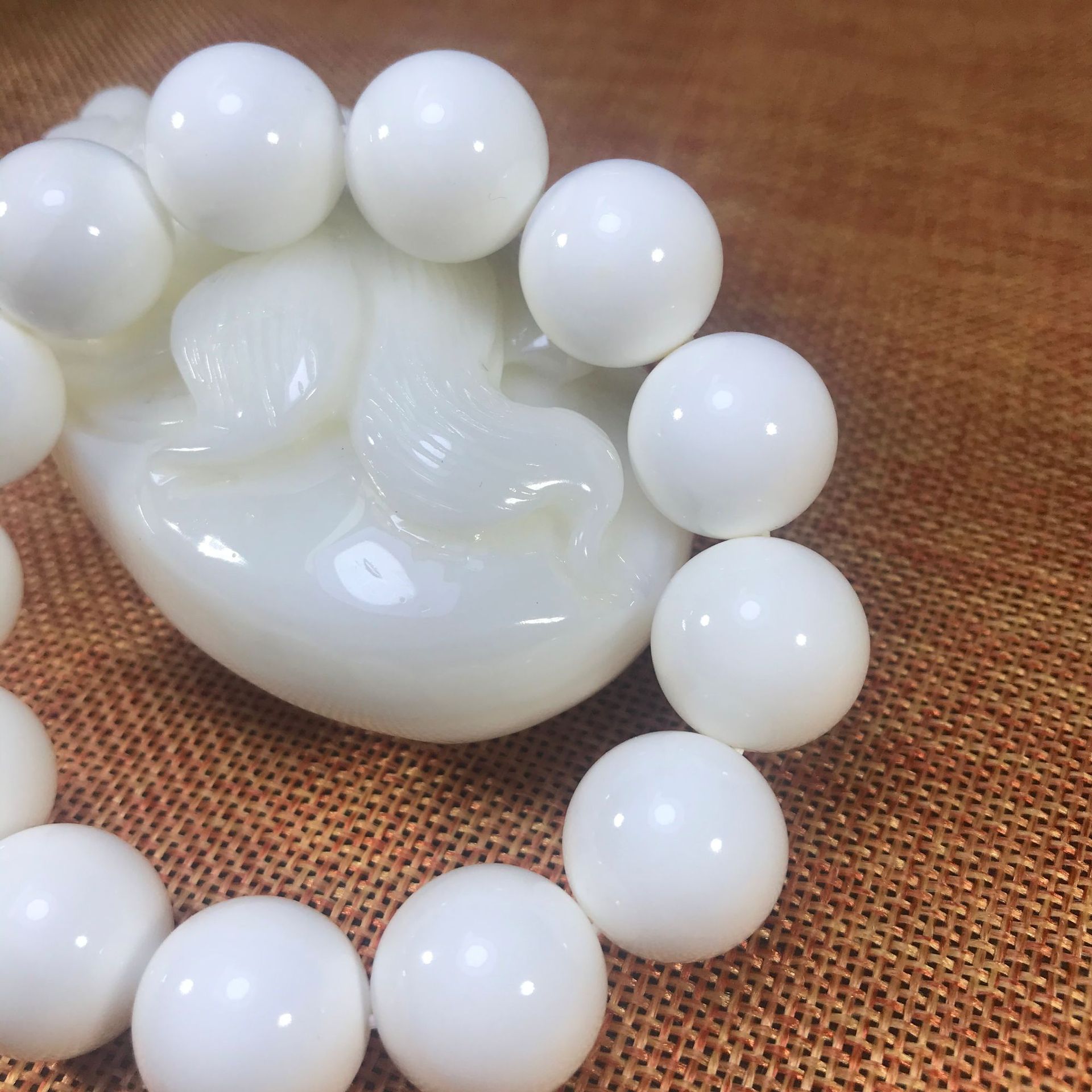 海南玉化贝壳白砗手串 天然玉石男女佛珠手链手饰品佛珠配饰批发