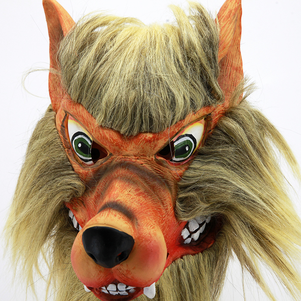 万圣节狼人乳胶面具全脸恐怖魔鬼化装舞会道具狼头头套