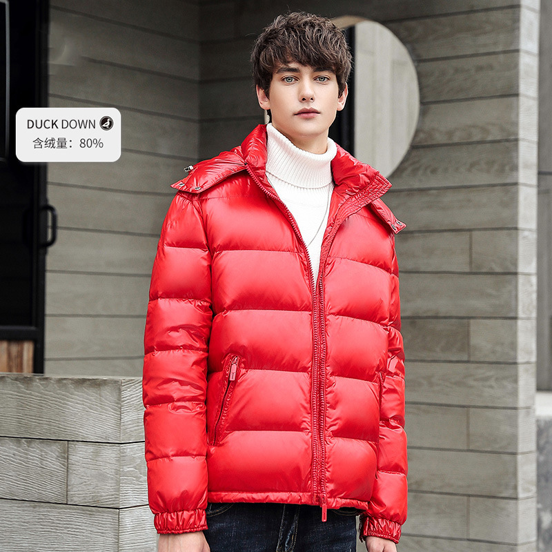 [80 Velvet] 2022 New down Jacket Men's Short Men's Winter Outdoor Casual Sets of Glossy Winter Clothes Men's Live Broadcast