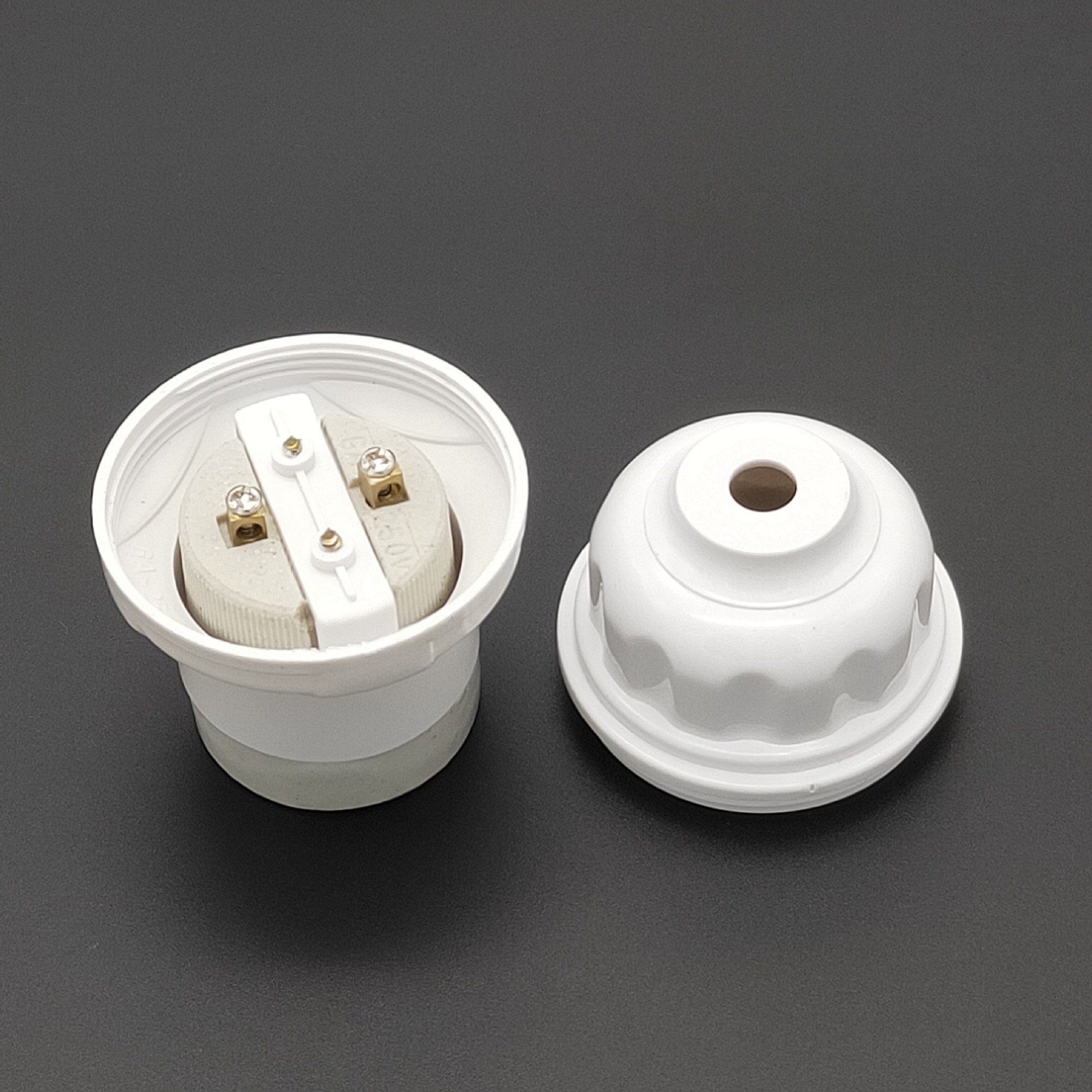 e27半包陶瓷灯头 e27螺口悬吊灯头灯口 陶瓷口耐高温阻燃吊灯头