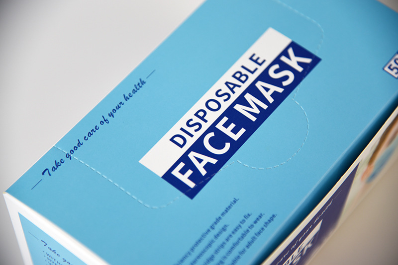 工厂现货英文版口罩包装盒 免费设计打样一次性口罩盒 白卡纸盒
