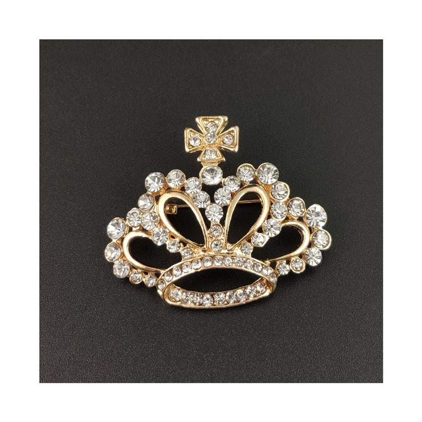 Korean Style Alloy Rhinestone Crown Brooch Temperament Suit Business Wear Clothing Accessories Wardrobe Malfunction Proof Pin Corsage