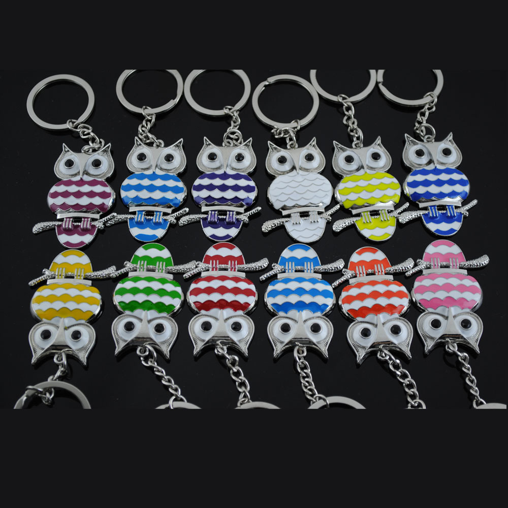 Baking Paint for Metal Keychain Creative Cartoon Metal Key Pendants Factory Customized Small Gift Owl Key Chain