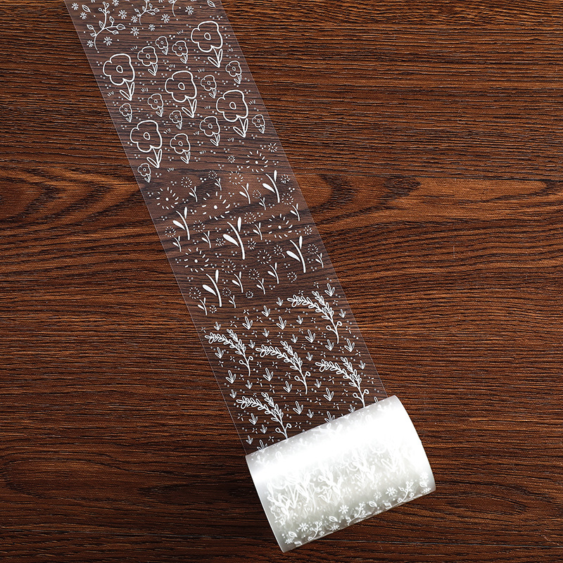 pet白墨胶带拼接系列盐系透明蕾丝复古手帐植物装饰素材贴jd10