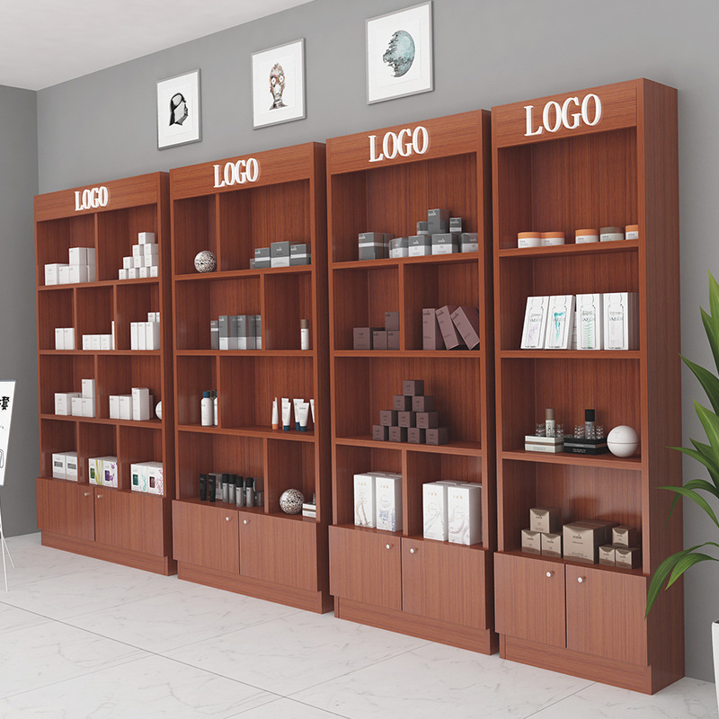 化妆品展示柜超市产品货架鞋店货柜美容展架陈列柜置物架带门