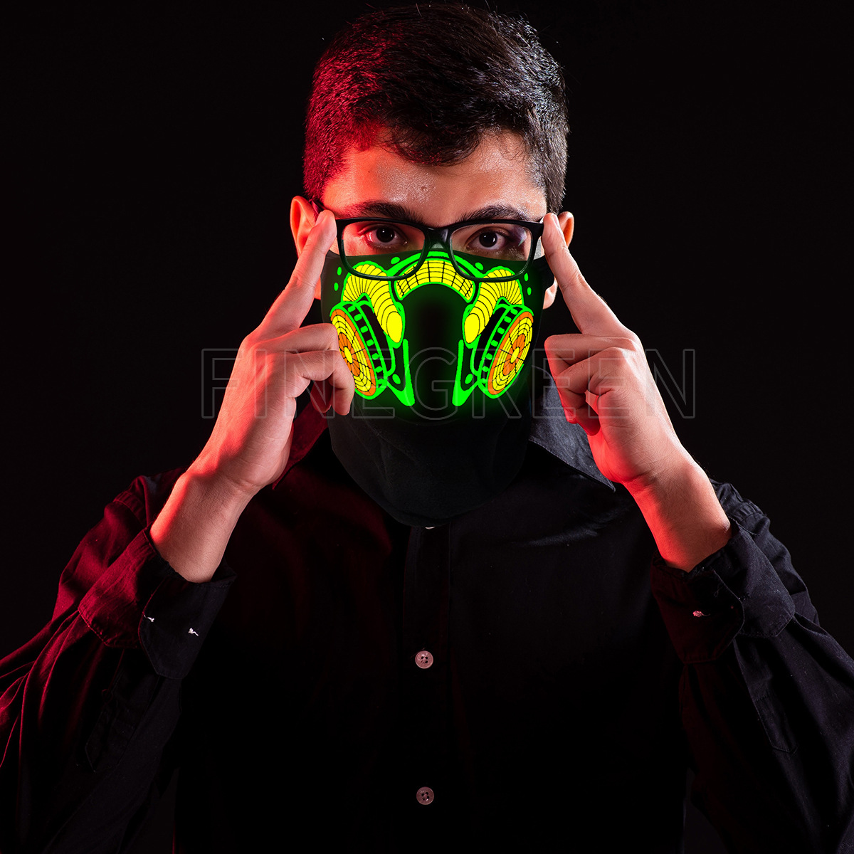 动感声控发光面罩 酒吧夜店ktv蹦迪发光口罩定制批发