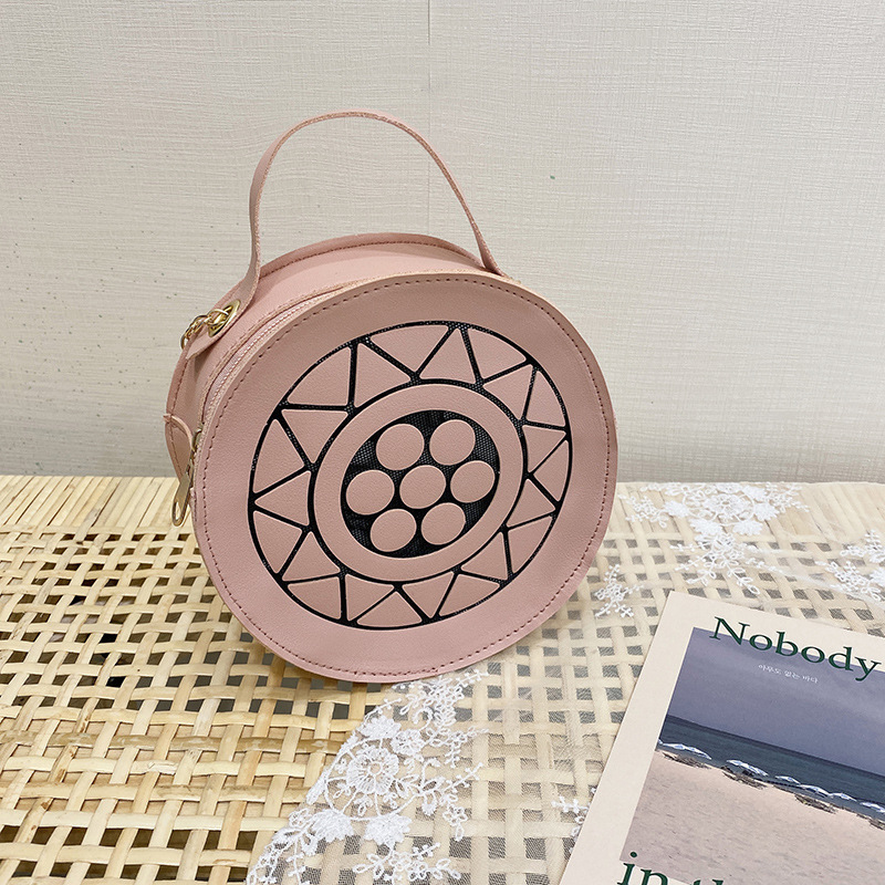 2022 New Classic Contrast Color Small round Bag Personality Geometry Printed Shoulder Bag Fashion Simple Women's Corssbody Bag