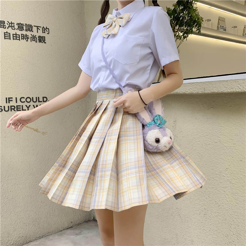 日系学院高腰格子少女心事百褶裙百折裙半身裙jk制服裙合集批发