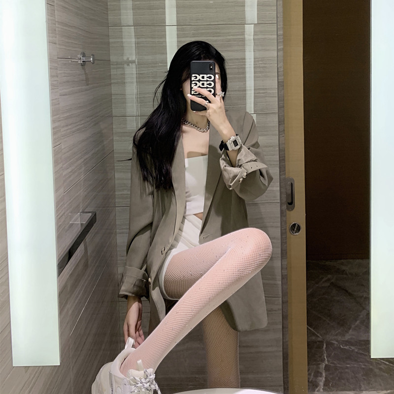 可纯可欲春夏性感黑色网袜渔网袜子防勾丝亮钻网眼连体打底裤袜秋