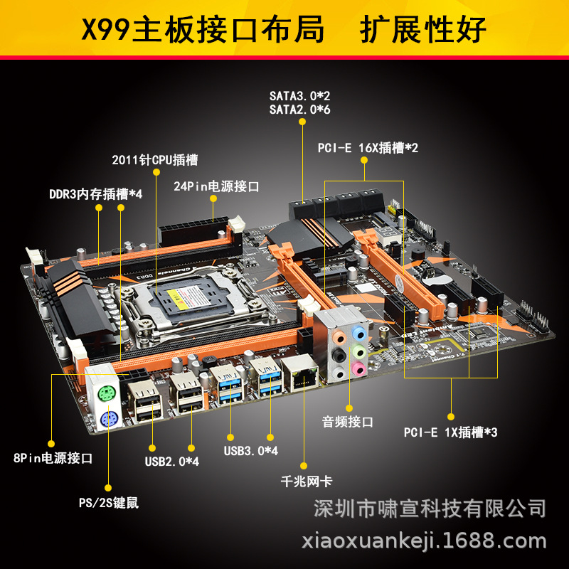 现货 适用类型 台式机 主板架构 atx 芯片厂商 intel 芯片组系列 x99