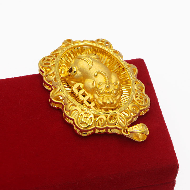 厂家直销 仿黄金招财貔貅吊坠男女镀金色饰品铜镀24k金高保色首饰