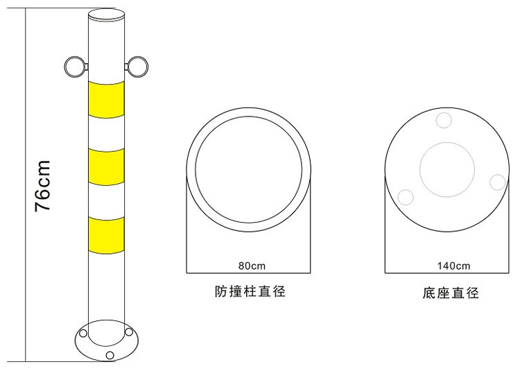 益宙加厚加大防撞立柱隔离路障地桩分道铁立柱道路隔离路桩可移动