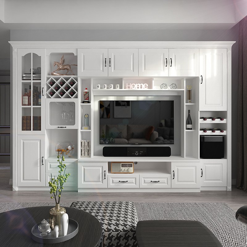 欧式电视柜酒柜组合客厅简约现代电视墙展示柜整体背景墙北欧地柜