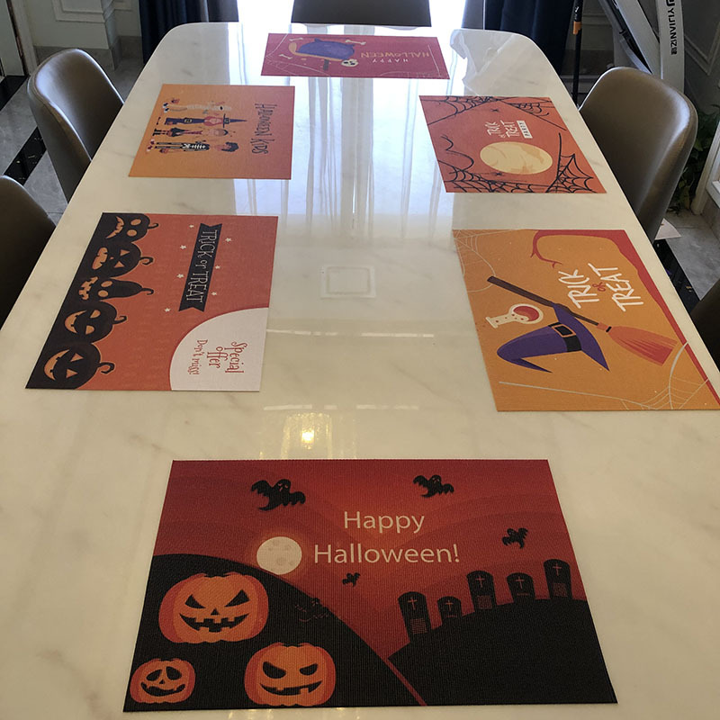 Cross-Border Halloween Decorations Holiday Table Layout Heat Proof Mat PVC Texlin Western-Style Placemat Wansheng Placemat