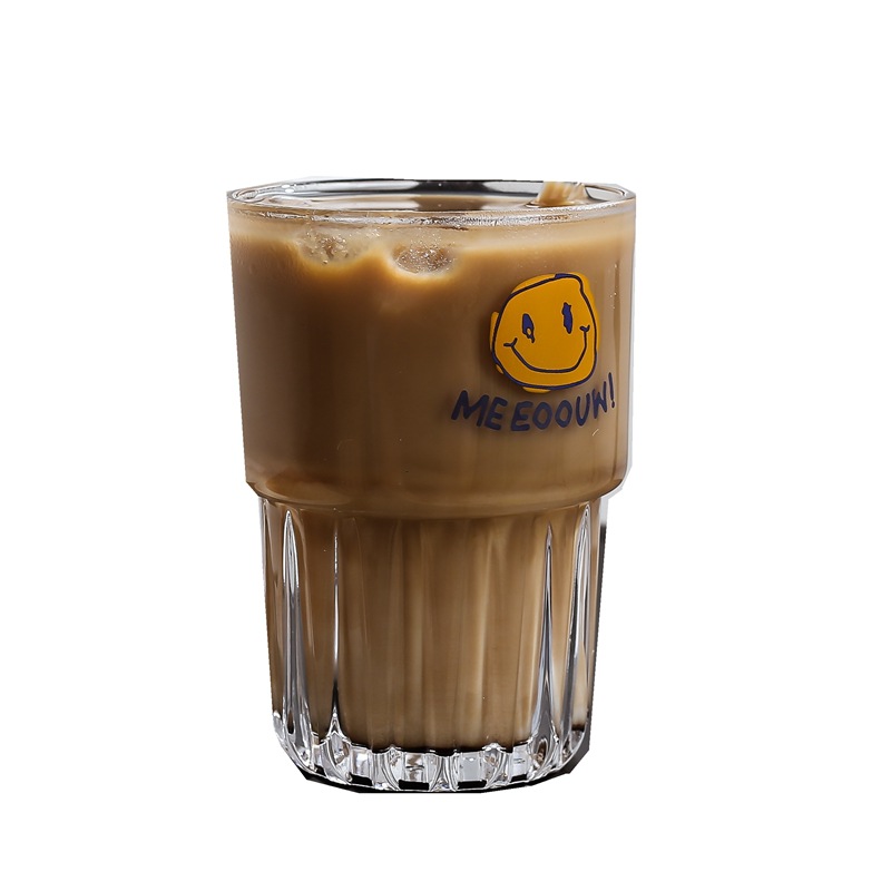 Korean Ins Style Iced Coffee Cup Milky Tea Cup Glass Cup Stackable Water Cup Cola Juice Cup