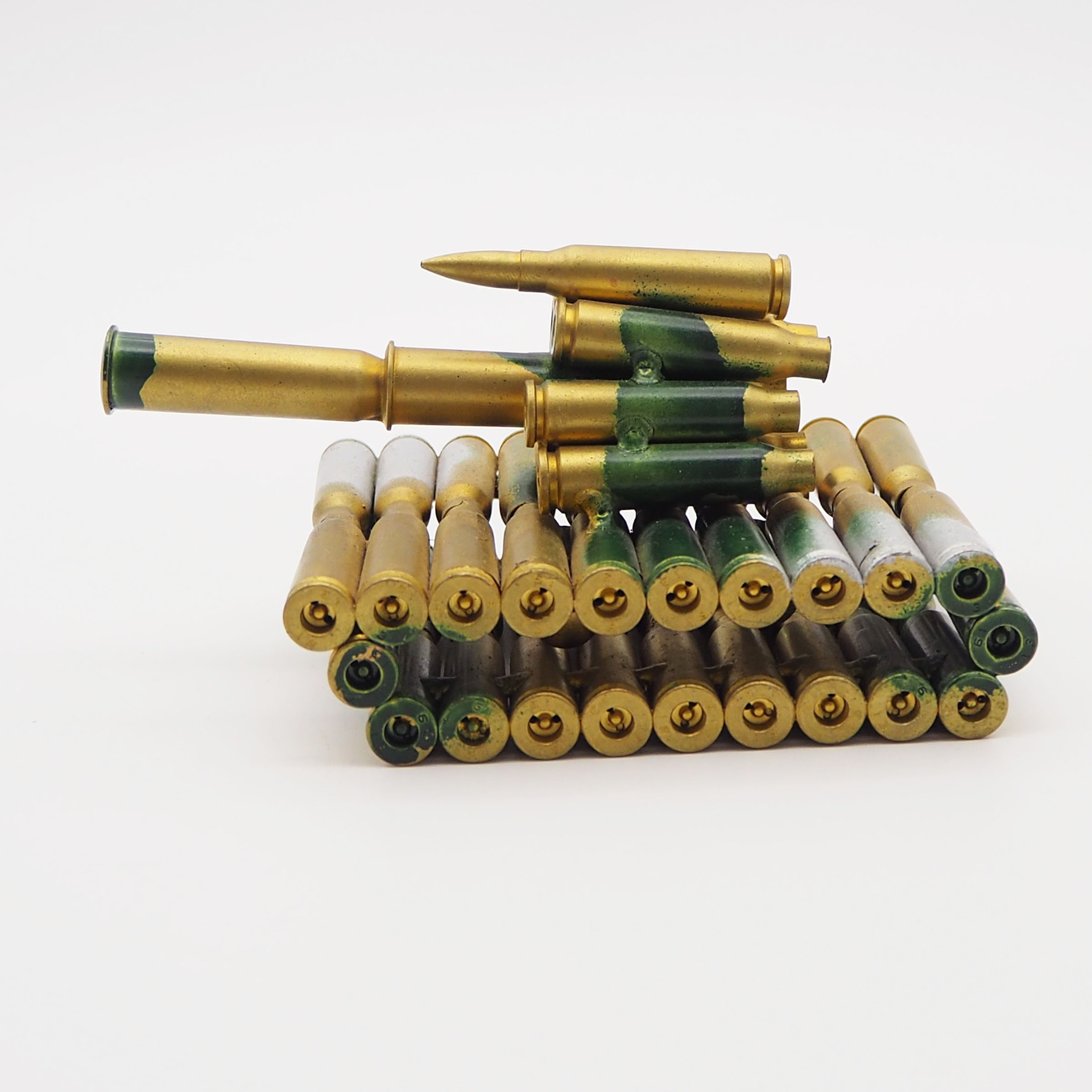 迷彩坦克 子弹壳工艺品 弹壳模型无轮坦克 子弹壳摆件装饰品