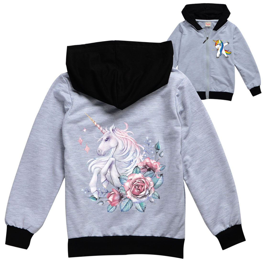 独角兽unicorn 397 外贸卡通童装秋衣 长袖拉链开衫外套一件代发