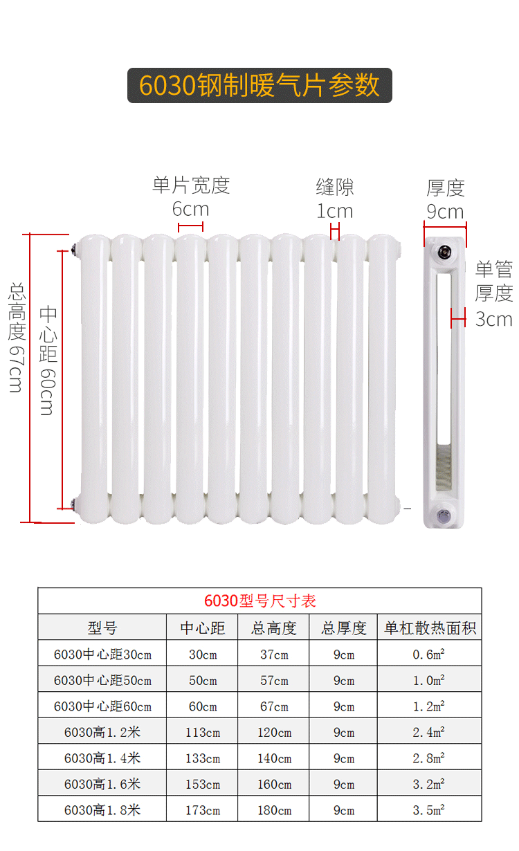 钢二柱暖气片钢制柱式50*25散热器 家用碳钢暖气片 双柱式散热器