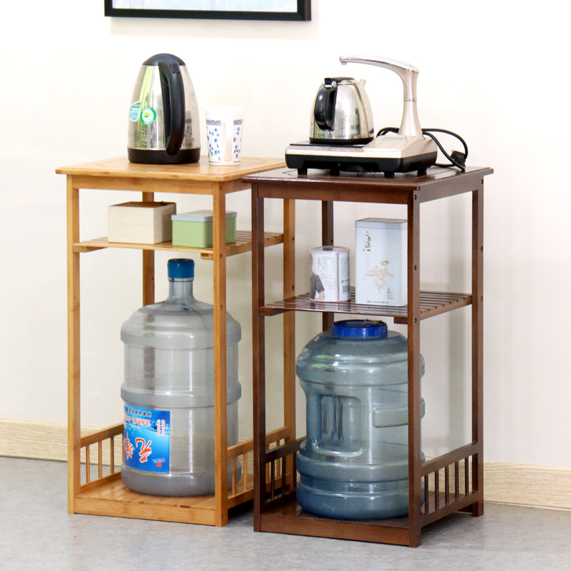 饮水机架子置物架落地水桶置物架移动茶水架楠竹收纳架厨房储物架