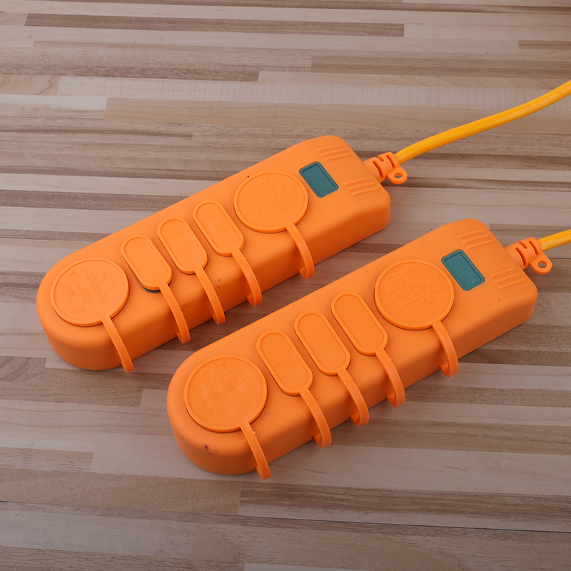 16孔带线排插带防水保护门工业插座多功能3.8米长线pvc插排插线板