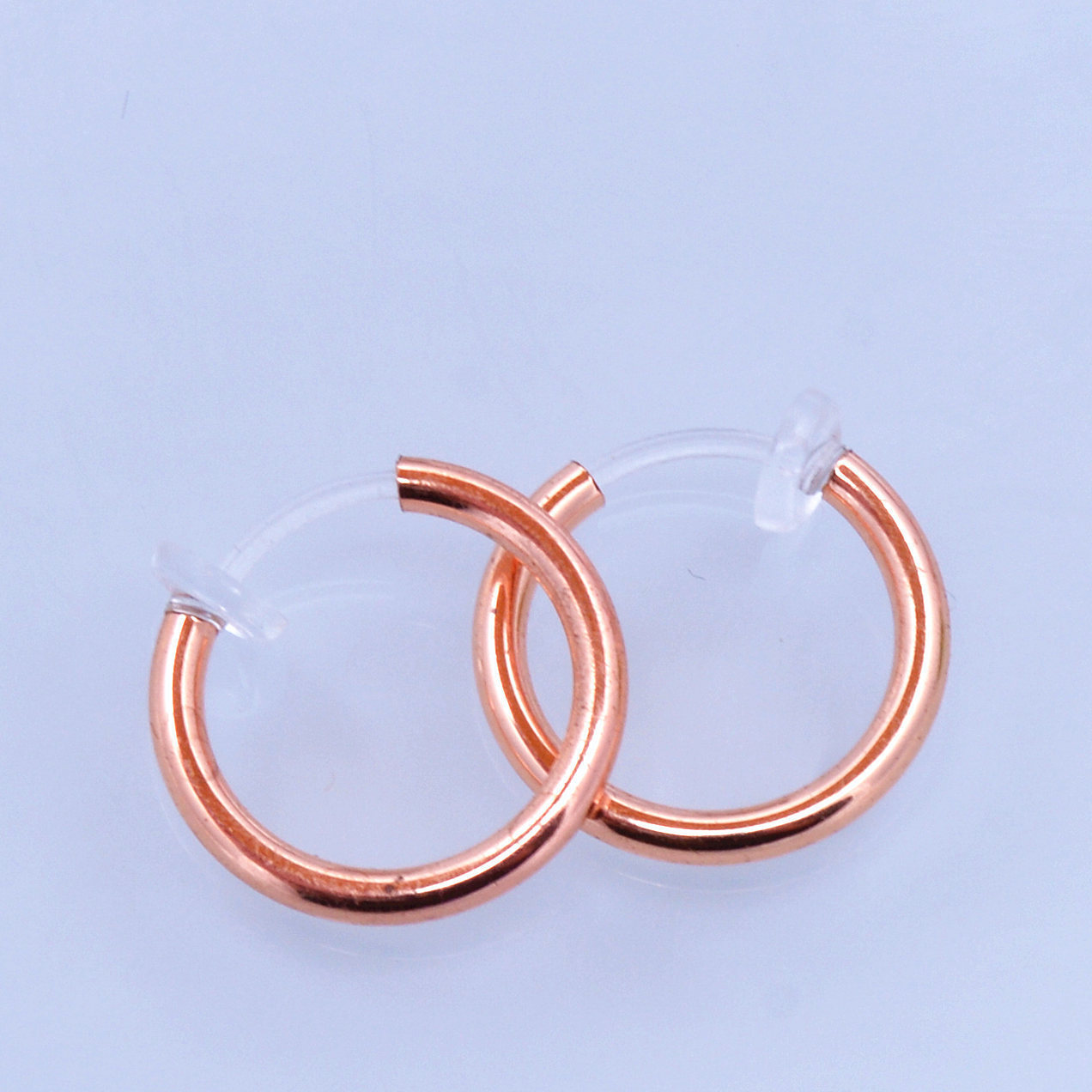 透明弯扣 玫瑰金色无痛耳夹 玫瑰金色弹簧耳夹 耳骨夹鼻环 耳饰品