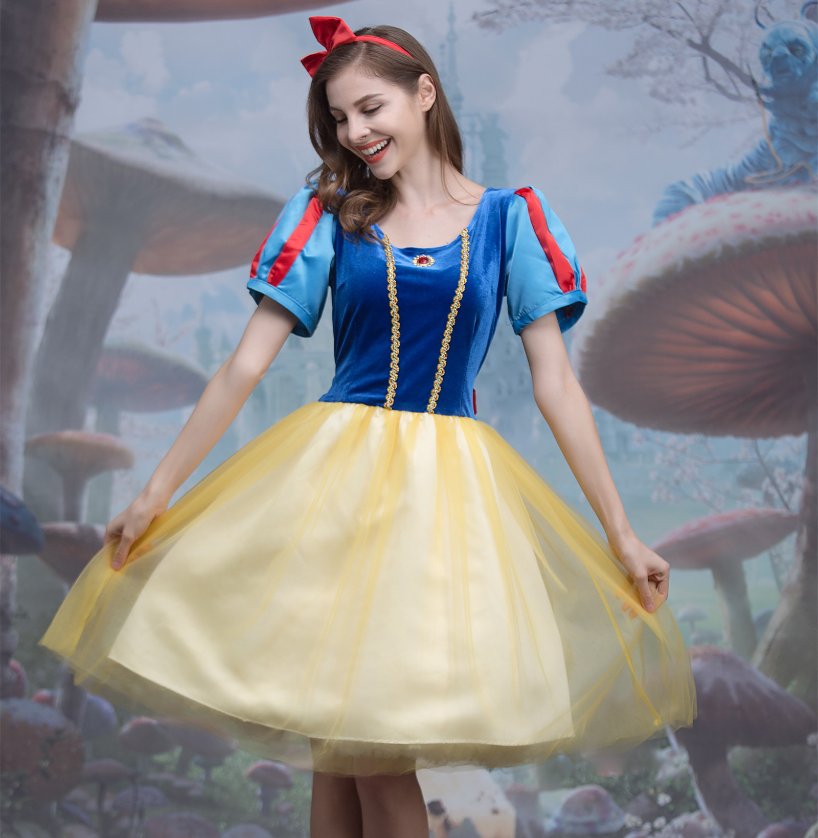 新款万圣节成人童话白雪公主裙子圣诞节演出服宴会礼服表演服外贸