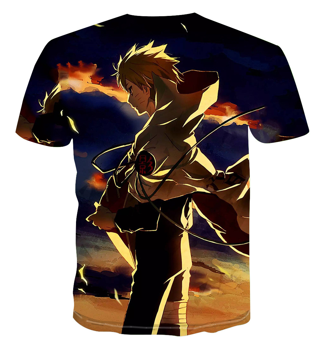 亚马逊欧美2019新款动漫角色火影忍者卡卡西3d数码印花短袖t恤男
