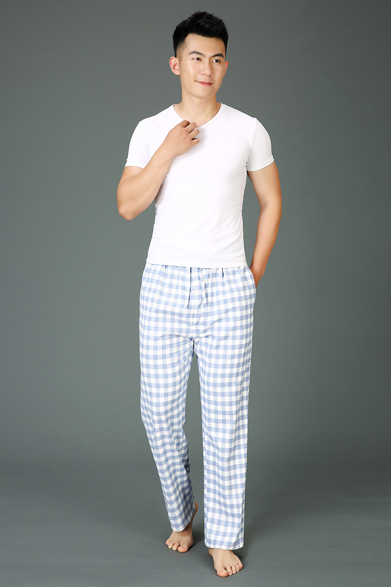 新款秋冬季男士纯棉睡裤 绒布磨毛长裤 大码宽松家居裤外贸出口