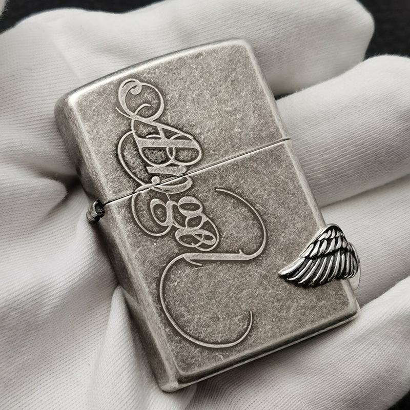 zippo打火机 古银 韩版 爱心天使之翼翅膀 zbt-1-3b 带码
