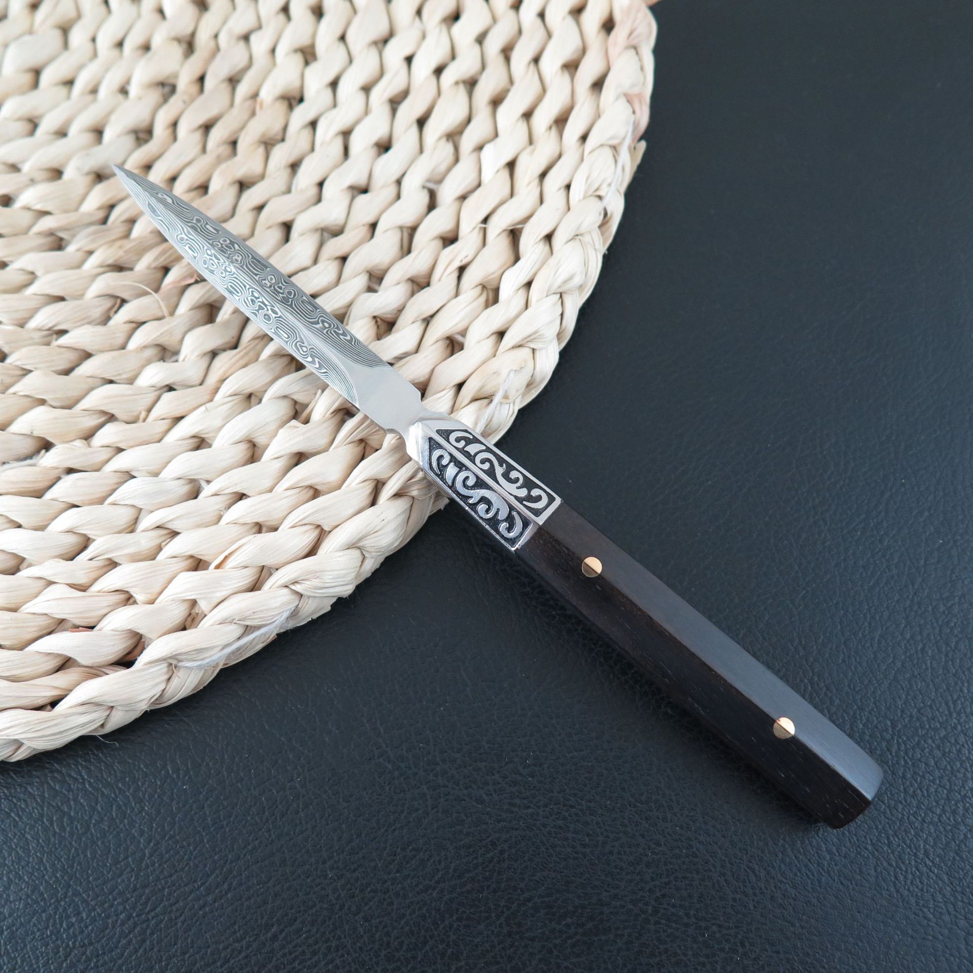 樱之帆厂家直供 大马士革钢紫光檀 茶具配件功夫茶刀茶道六君子