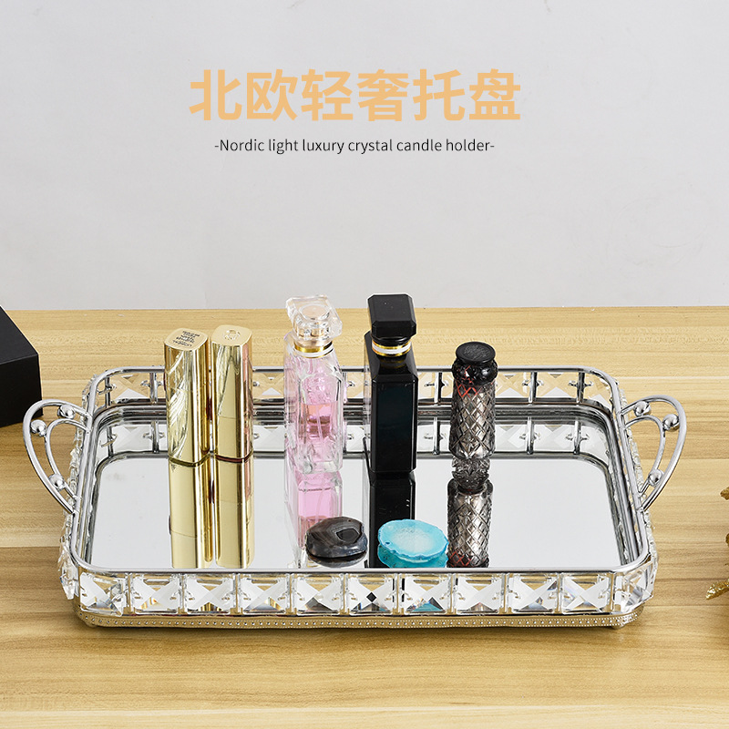 Hot European Crystal Tray Home Decoration Storage Tray Cosmetics Simple Storage Jewelry Storage Box