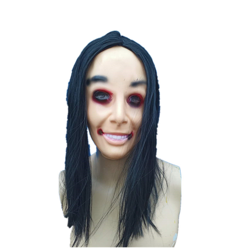 万圣节派对鬼屋舞会酒吧密室脱逃整蛊道具 搞怪伪笑女鬼面具乳胶