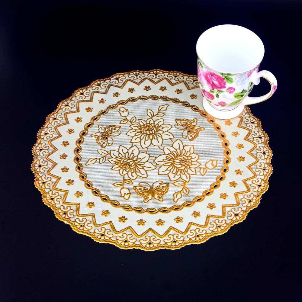 欧式西餐垫pvc烫金酒店杯垫碗垫烟缸垫托盘垫圆形餐桌垫隔热垫