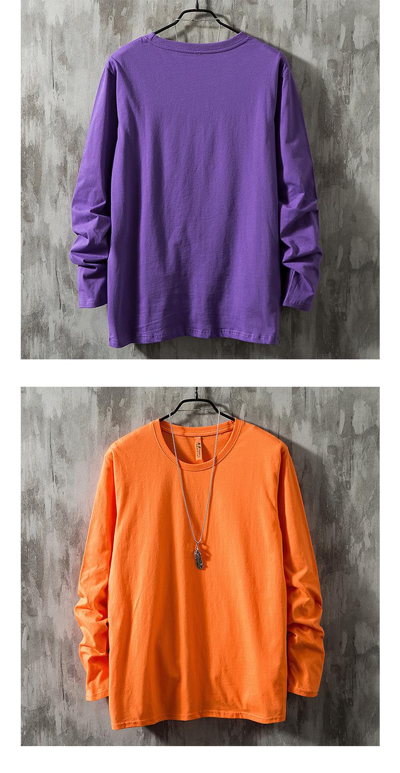 荧光色长袖t恤男女休闲打底衫韩版潮流宽松内搭上衣服纯色秋衣tee