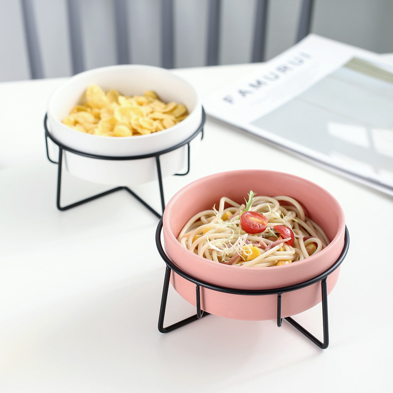 Nordic Creative Salad Bowl Instant Noodle Bowl Soup Bowl Fruit and Dessert Bowl Tableware Ceramic Cat Food Bowl Pet Bowl Dog Food Bowl