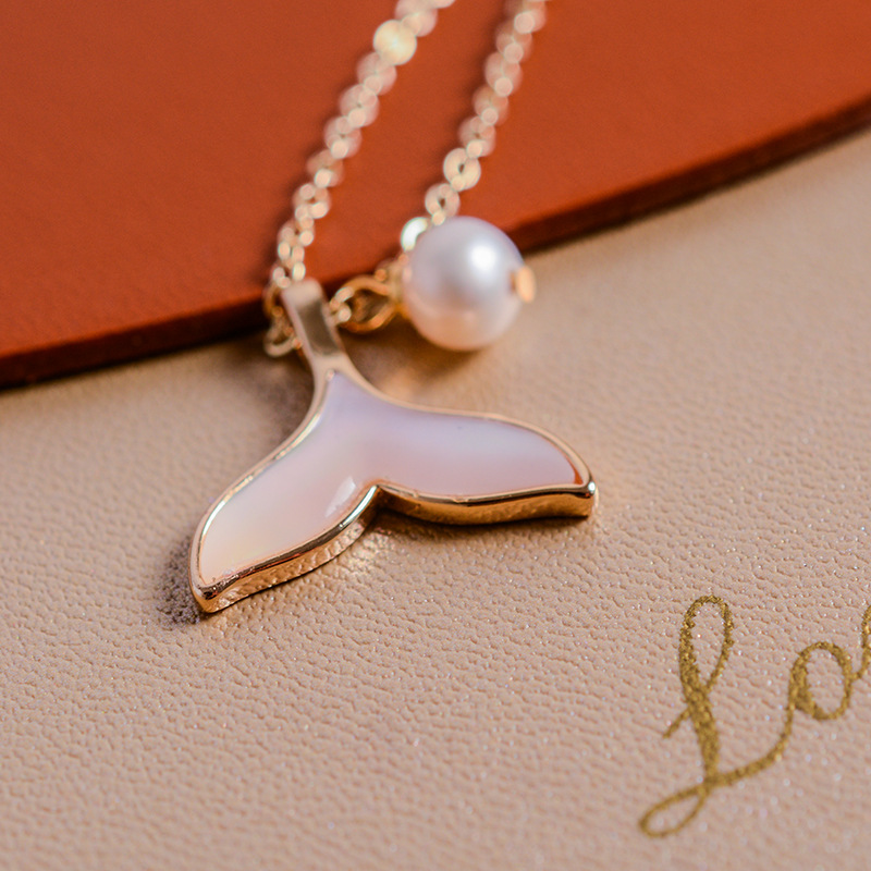 创意设计天然贝壳人鱼尾巴淡水珍珠项链