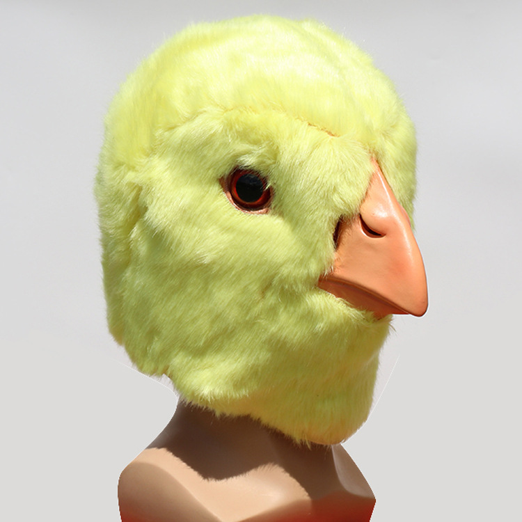 新款万圣节面具毛绒小鸡乳胶头套化妆舞会道具厂家直销现货供应