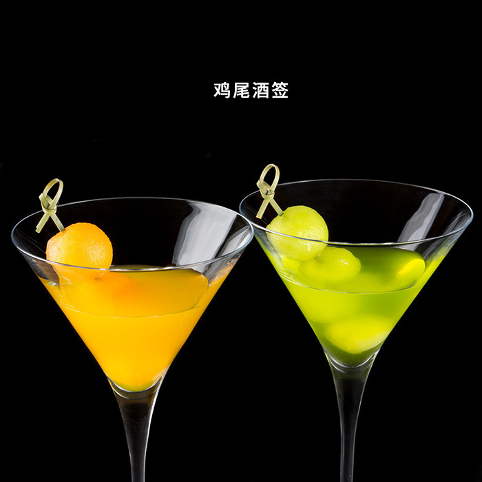 一次性水果签创意原色打结签装饰竹叉子鸡尾酒艺术酒签ktv叉