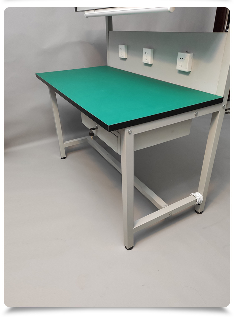 双层防静电工作台带灯单抽车间流水线检验工作桌电子厂维修操作台