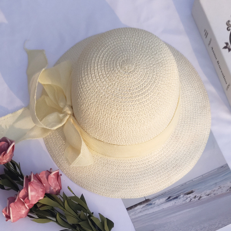 Summer New Korean Style Women's Straw Hat Sun Hat Outdoor Sun Protection Sun Hat Big Brim Beach Hat Travel Bucket Hat