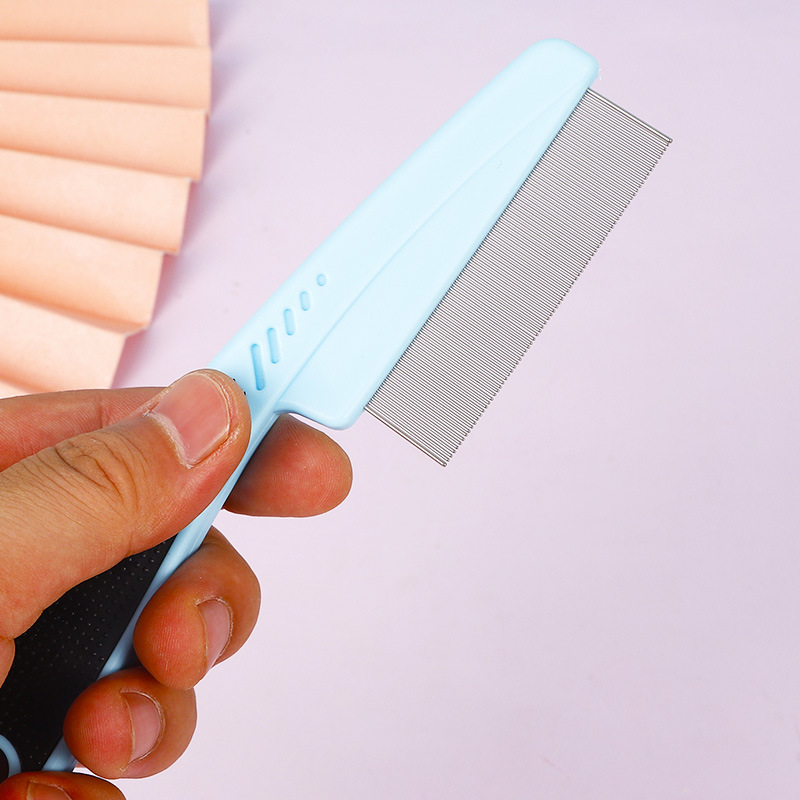 厂家直销黑柄防滑除蚤梳猫咪狗狗毛梳泡壳装糖果色大号宠物跳蚤梳